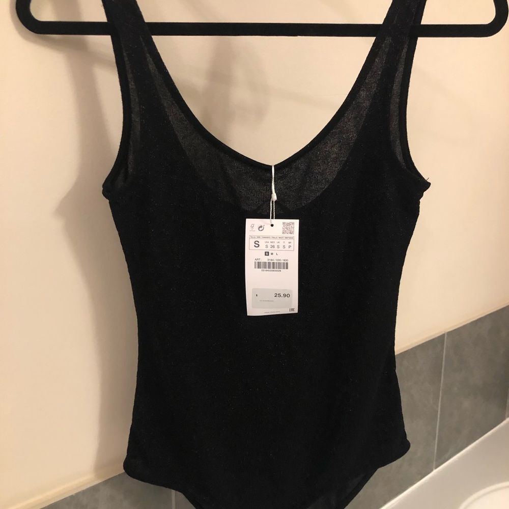 Zara black glitter body suit